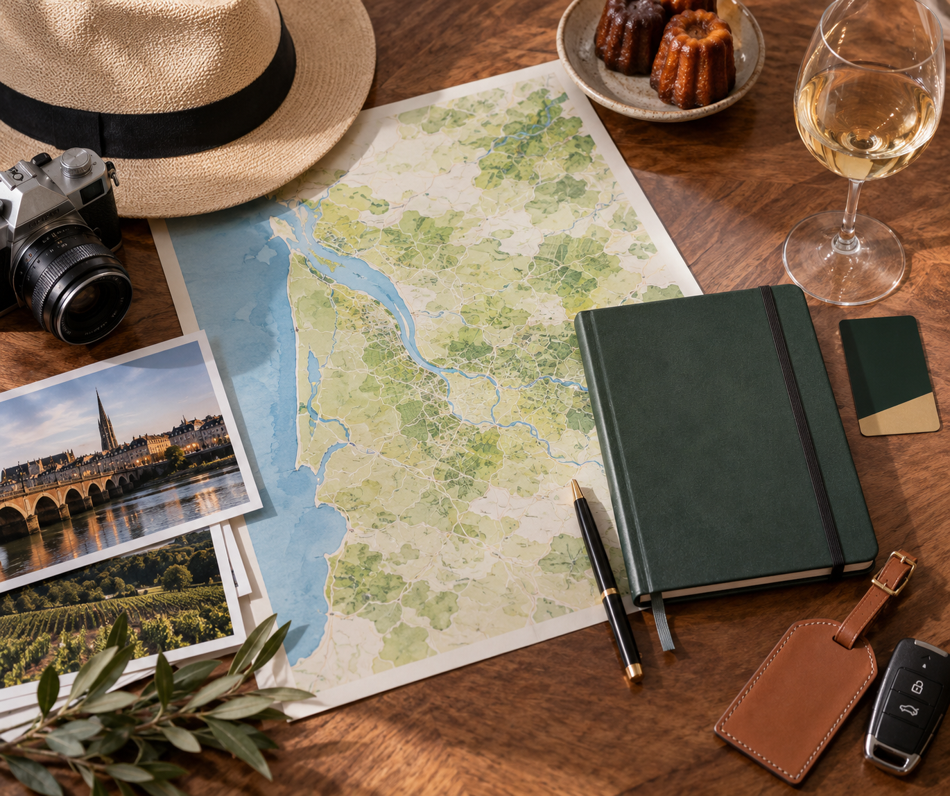 Itinerary planning objects representing stops, waiting, luggage and a return journey