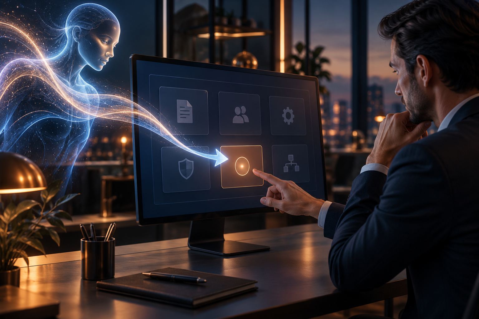 Un agent IA guide visuellement un utilisateur vers une action qui exige sa validation