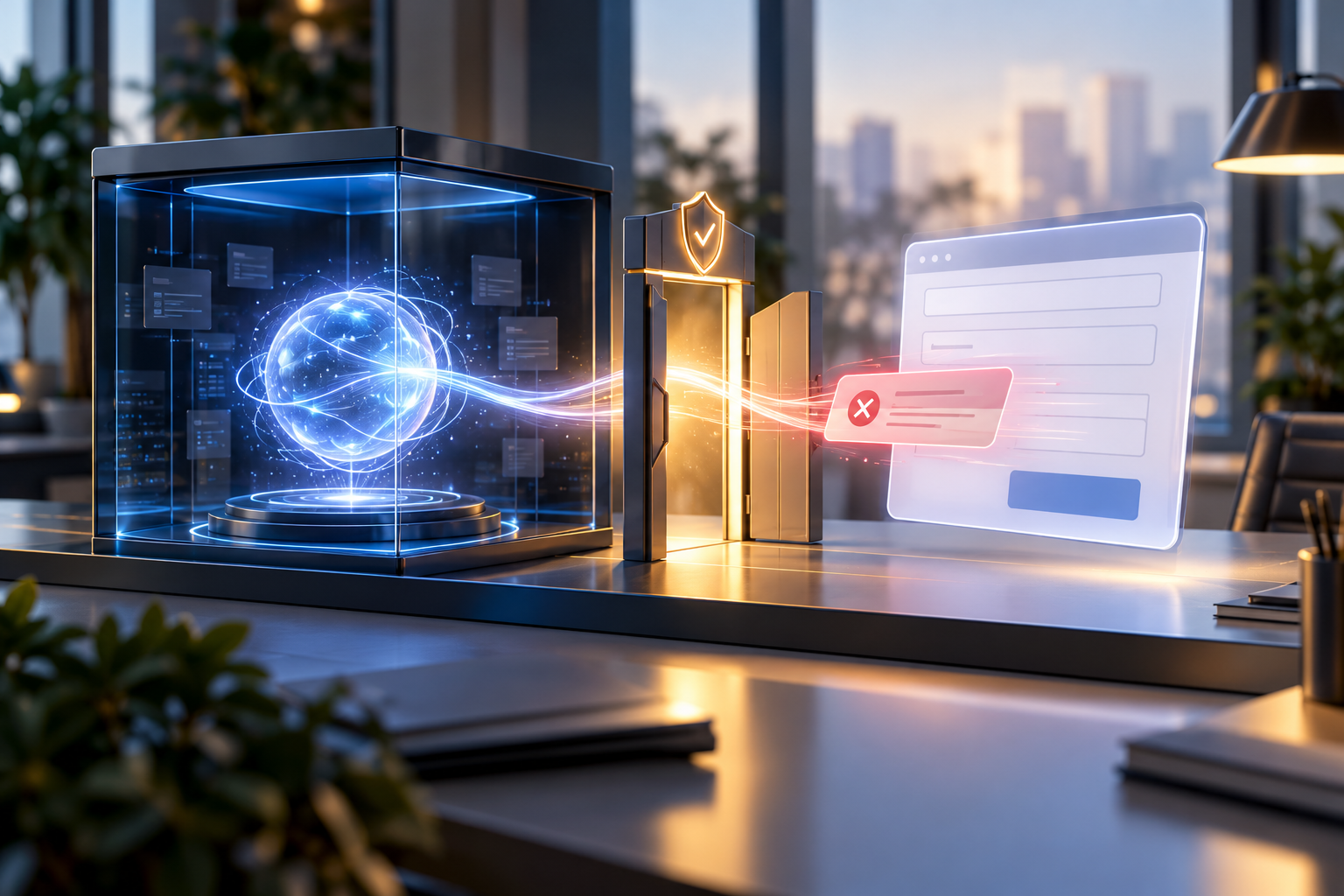 Schéma conceptuel d’un agent IA envoyant une information vers un système externe sans contrôle préalable