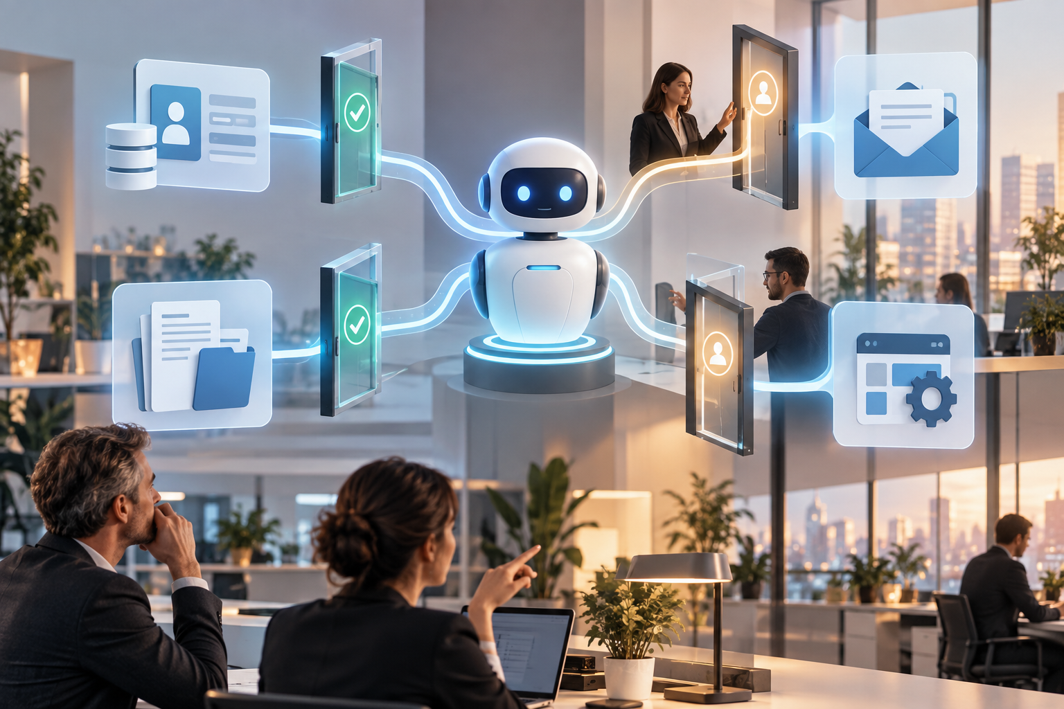 Schéma conceptuel des accès d’un agent IA aux outils d’une PME