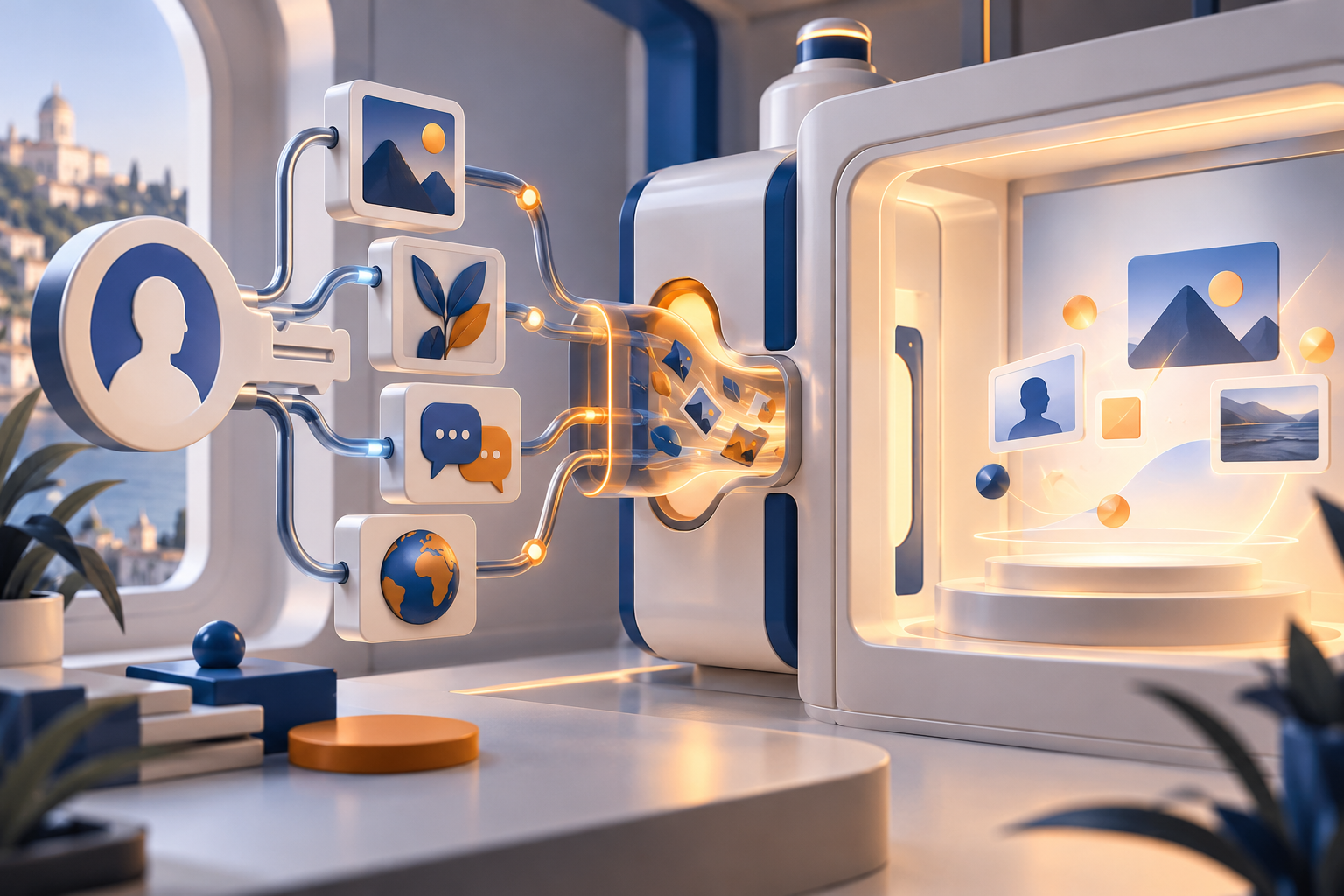 A social identity and public profile signals feeding an AI-assisted experience builder.