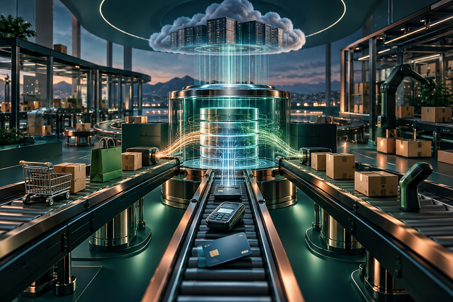 Un moteur de base de données unique reçoit des transactions et permet d’analyser leur historique dans le cloud.