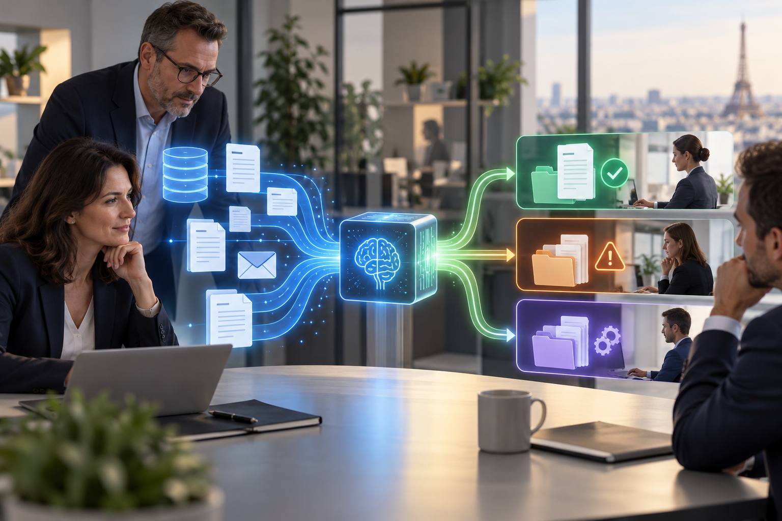 Schéma conceptuel distinguant génération de contenu et décision opérationnelle automatisée