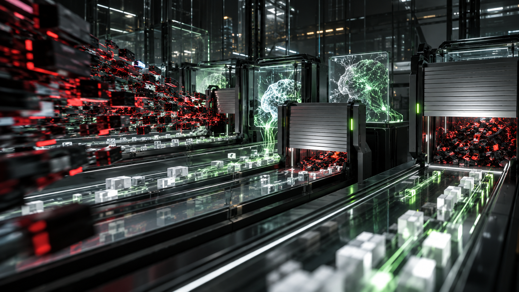 Defensive AI analysis stations stopping as hostile code activates protective filters.