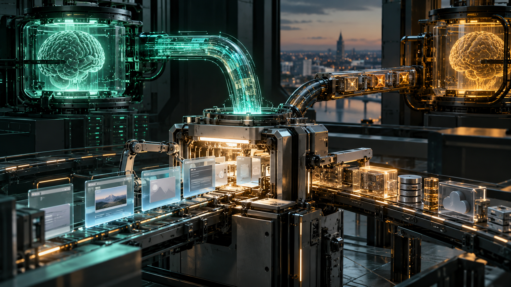 Application-building platform redirecting its upstream connection between two AI model engines while production components remain visible