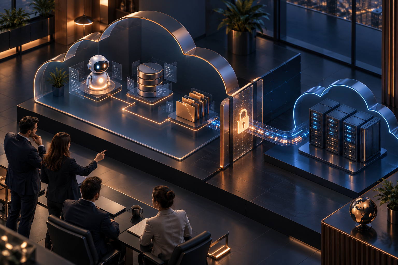 Schéma conceptuel séparant le compte cloud de l’entreprise du fournisseur chargé de l’inférence IA.