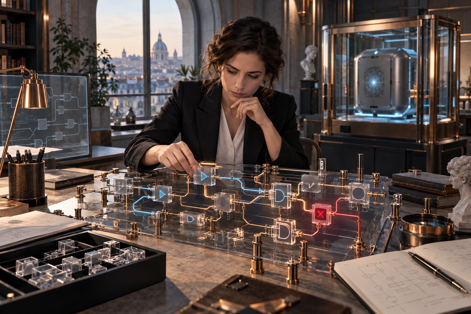 A reviewer traces dependencies and error paths through a transparent software mechanism.