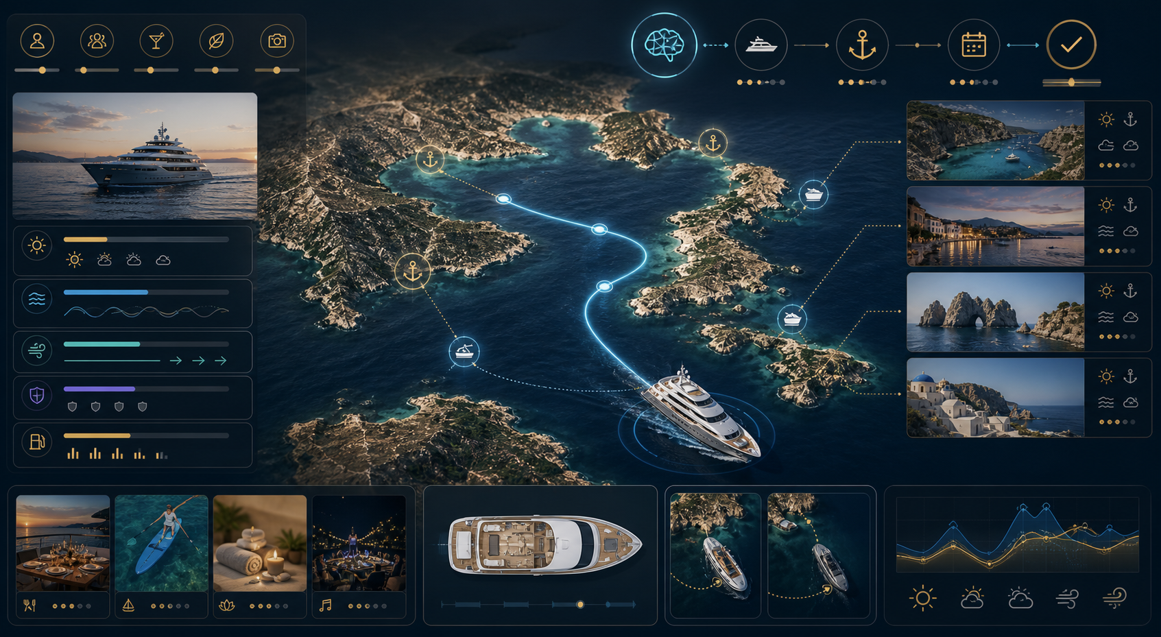 AI route and itinerary planning for yacht charter websites