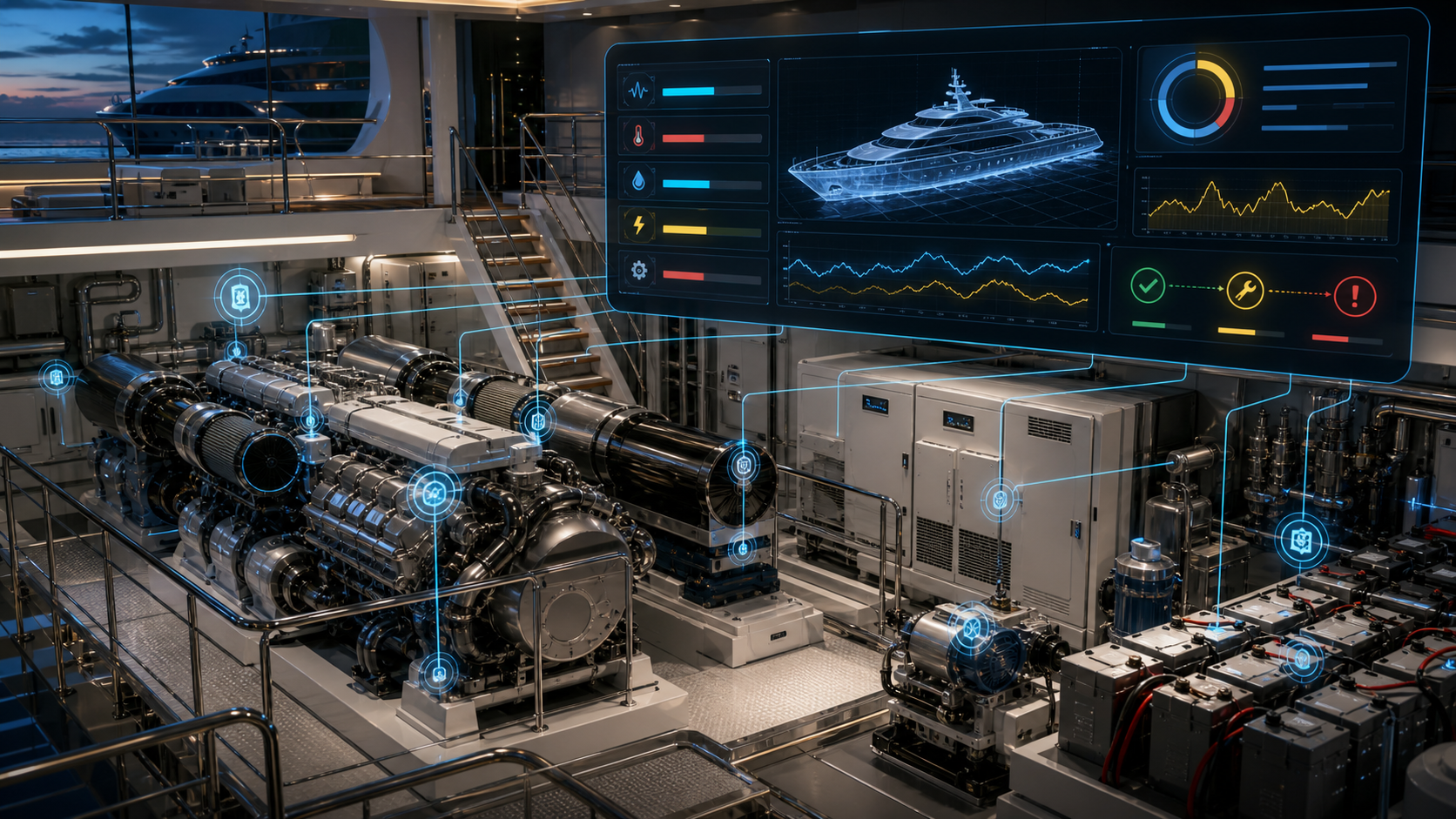 AI predictive maintenance for a superyacht engine room
