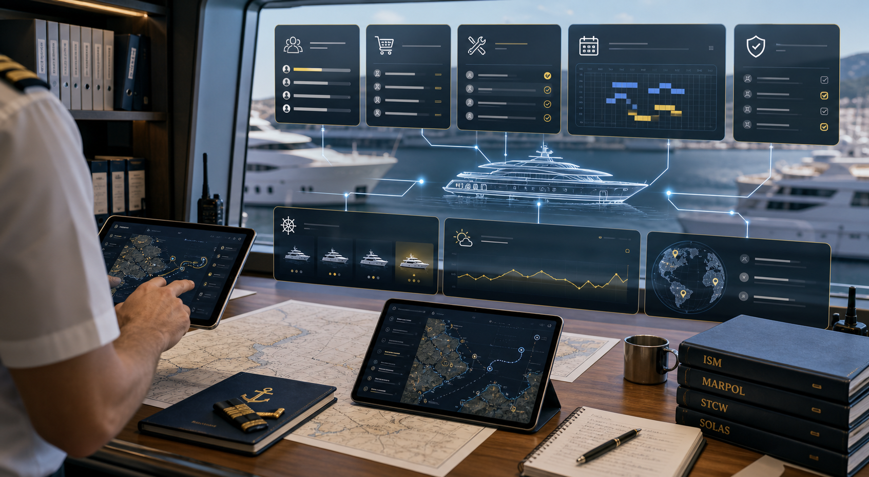 AI operations dashboard for yacht crew managers and charter brokers