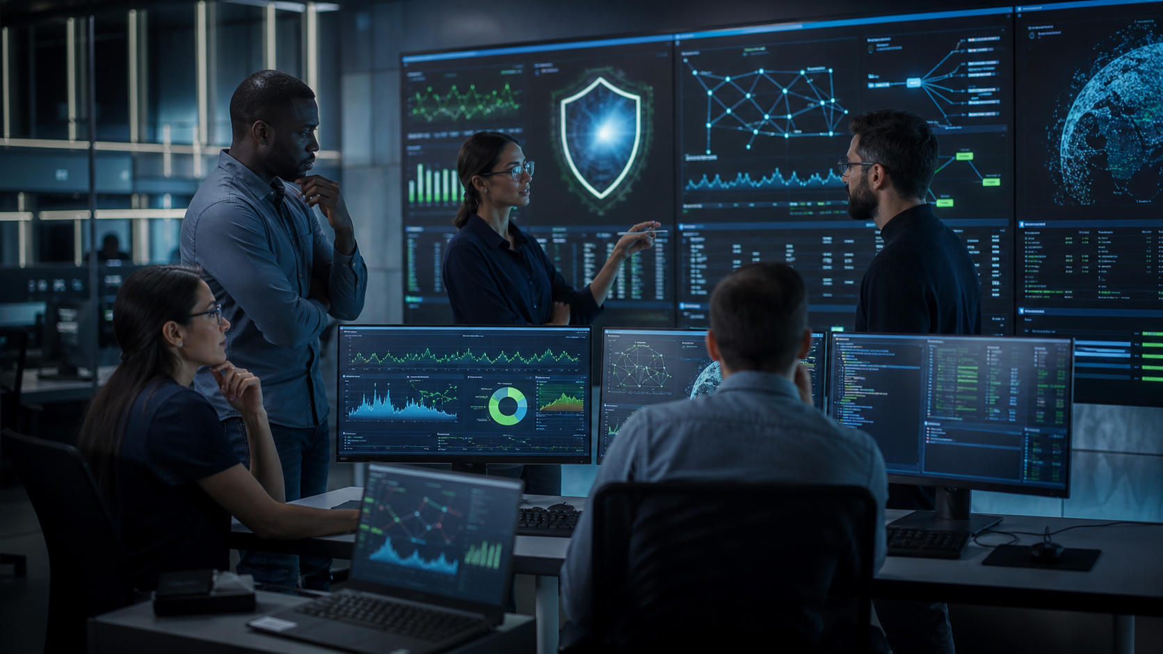 Équipe d’ingénierie analysant la performance et la sécurité d’une application